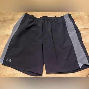 Under‎ Armour Heat Gear Men’s XL Black/Gray Lined Athletic Shorts